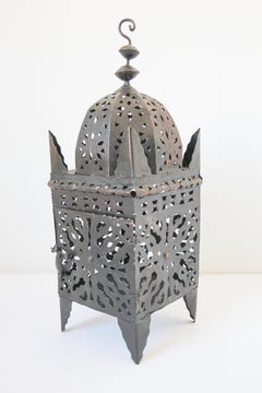 Large Moroccan Moorish Hurricane Metal Candle Lantern