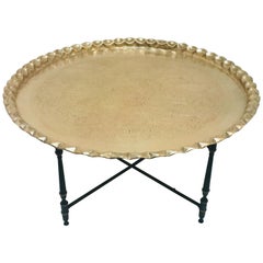 Large Moroccan Round Brass Tray