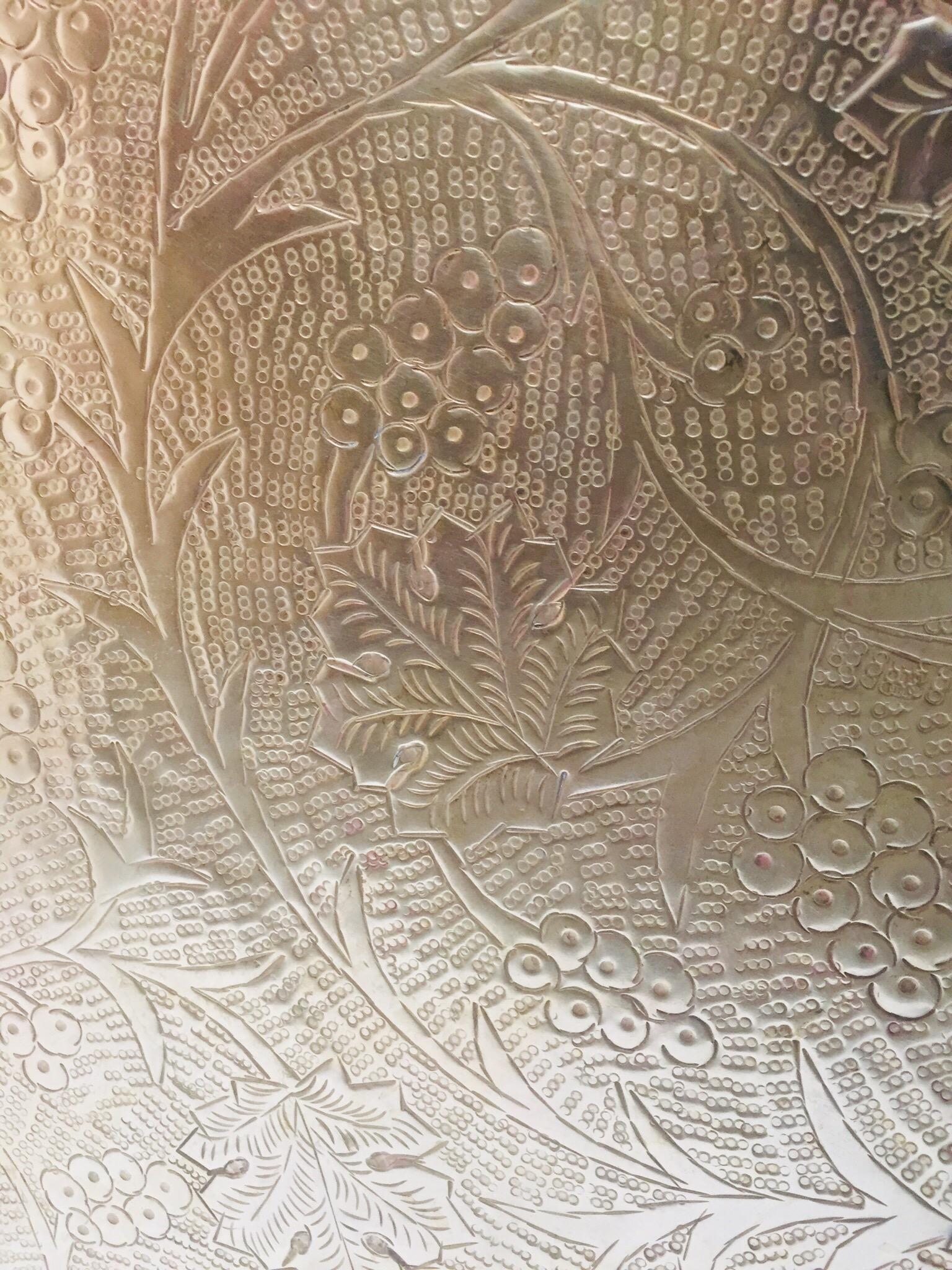 Large Moroccan Round Brass Tray 6