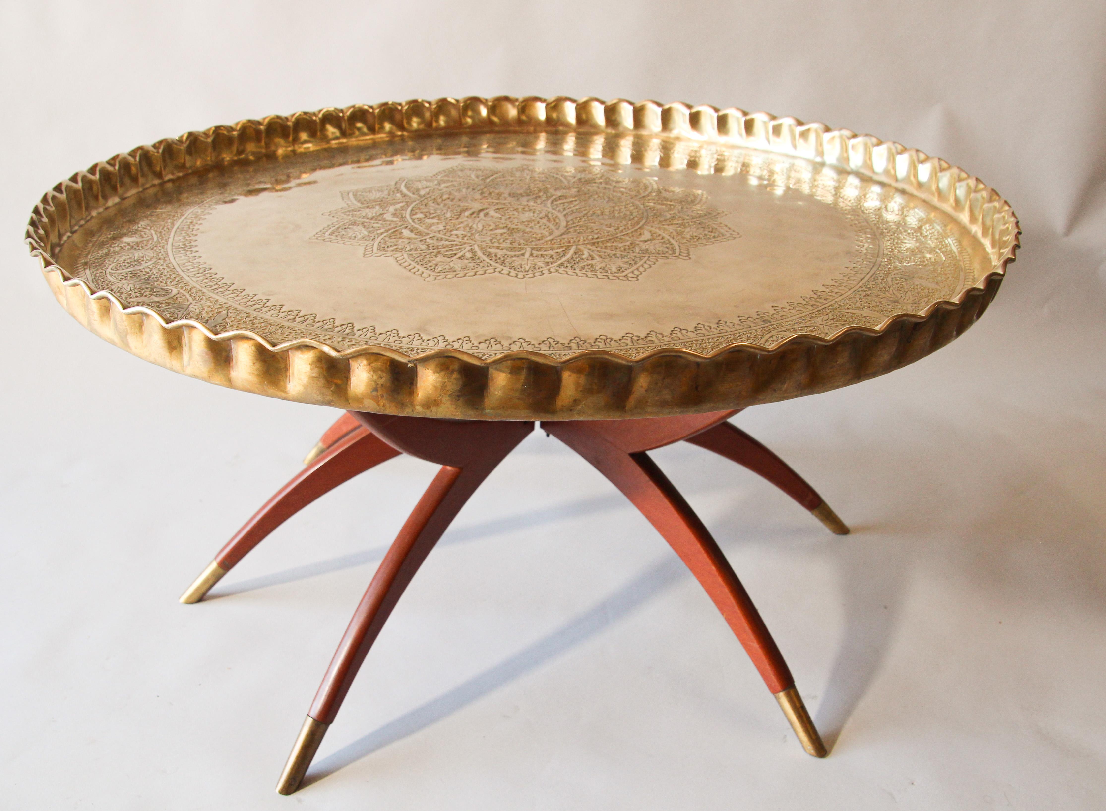 large brass tray table