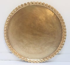 Large Moorish Polished Brass Tray Table on Folding Stand