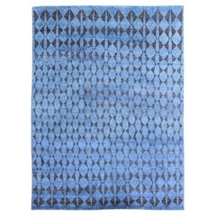 Large Moroccan Rug in All over Design in Beautiful Blue & Black   10'2'' x 13'8'