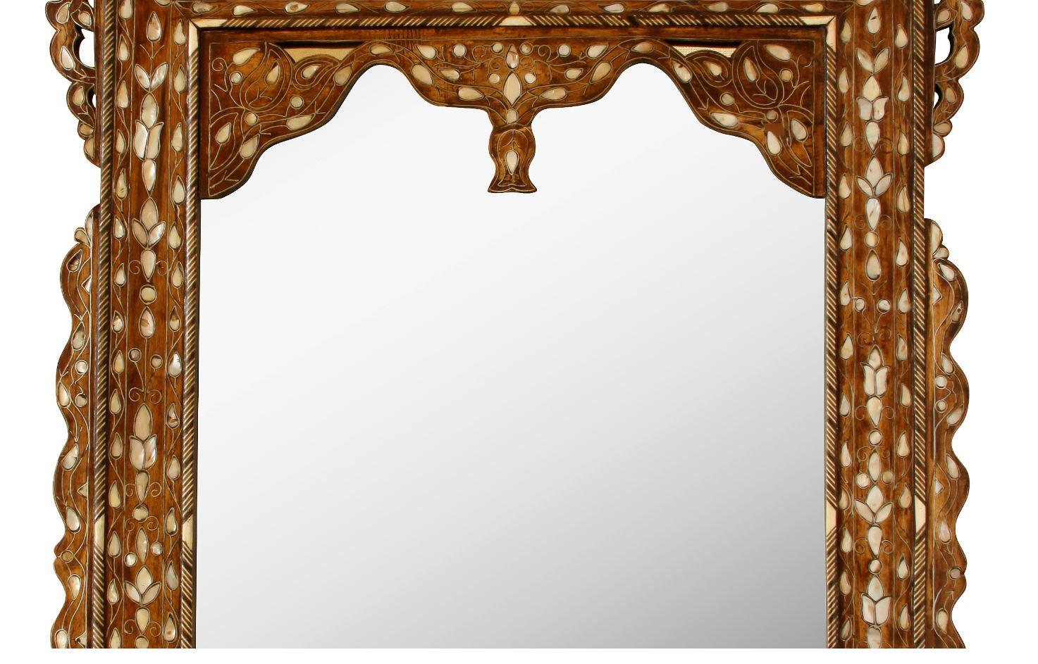 Unknown Large Moroccan Style Bone Inlay Mirror