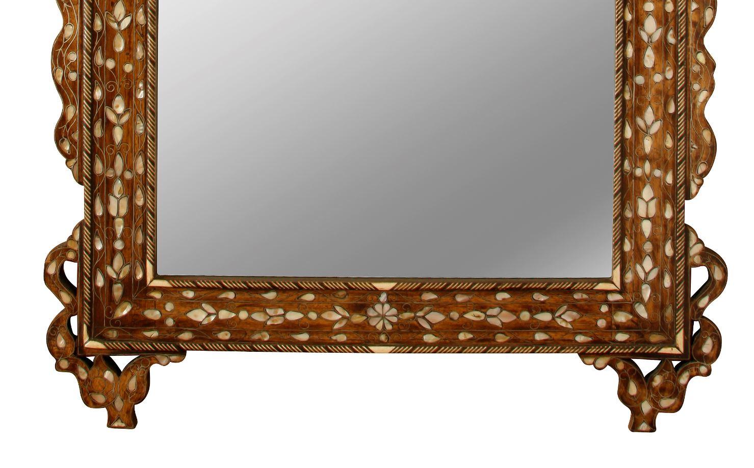 Large Moroccan Style Bone Inlay Mirror In Good Condition In Locust Valley, NY
