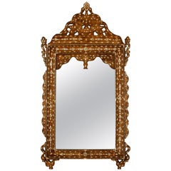 Vintage Large Moroccan Style Bone Inlay Mirror