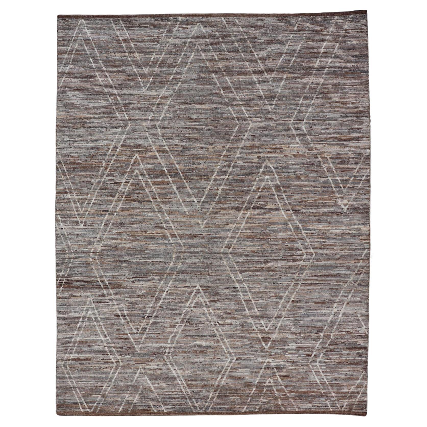Grand tapis moderne de style marocain à motif de diamants par Keivan Woven Arts