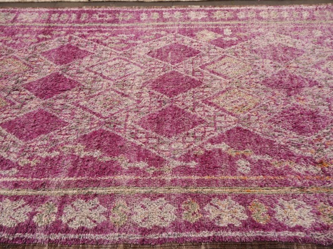 Large Moroccan Vintage Rug Abstract Design Berber Lilac Gray Teal North African For Sale 5