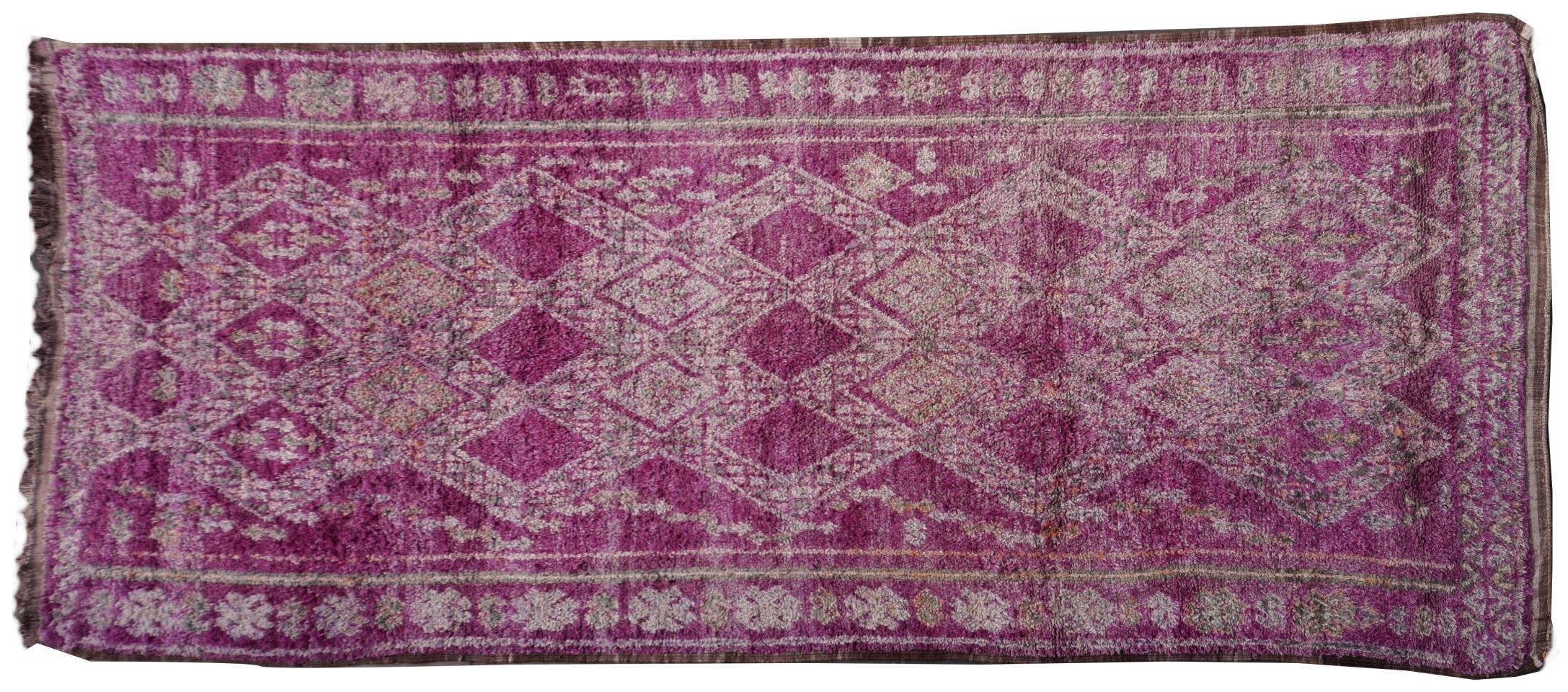 Großer großer marokkanischer Vintage-Teppich im abstrakten Design aus Berber in Lila, Grau und Teal, Nordafrika (Stammeskunst) im Angebot