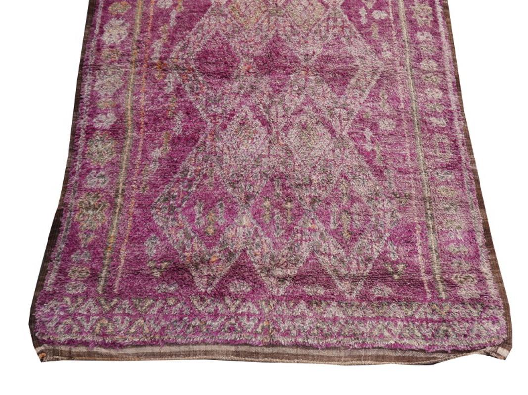 Tribal Large Moroccan Vintage Rug Abstract Design Berber Lilac Gray Teal North African For Sale