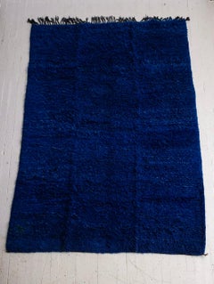 Large Moroccan Wool Rug in Cobalt Blue