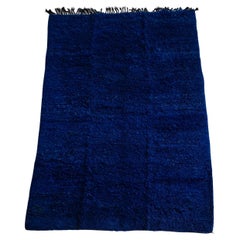 Large Moroccan Wool Rug in Cobalt Blue