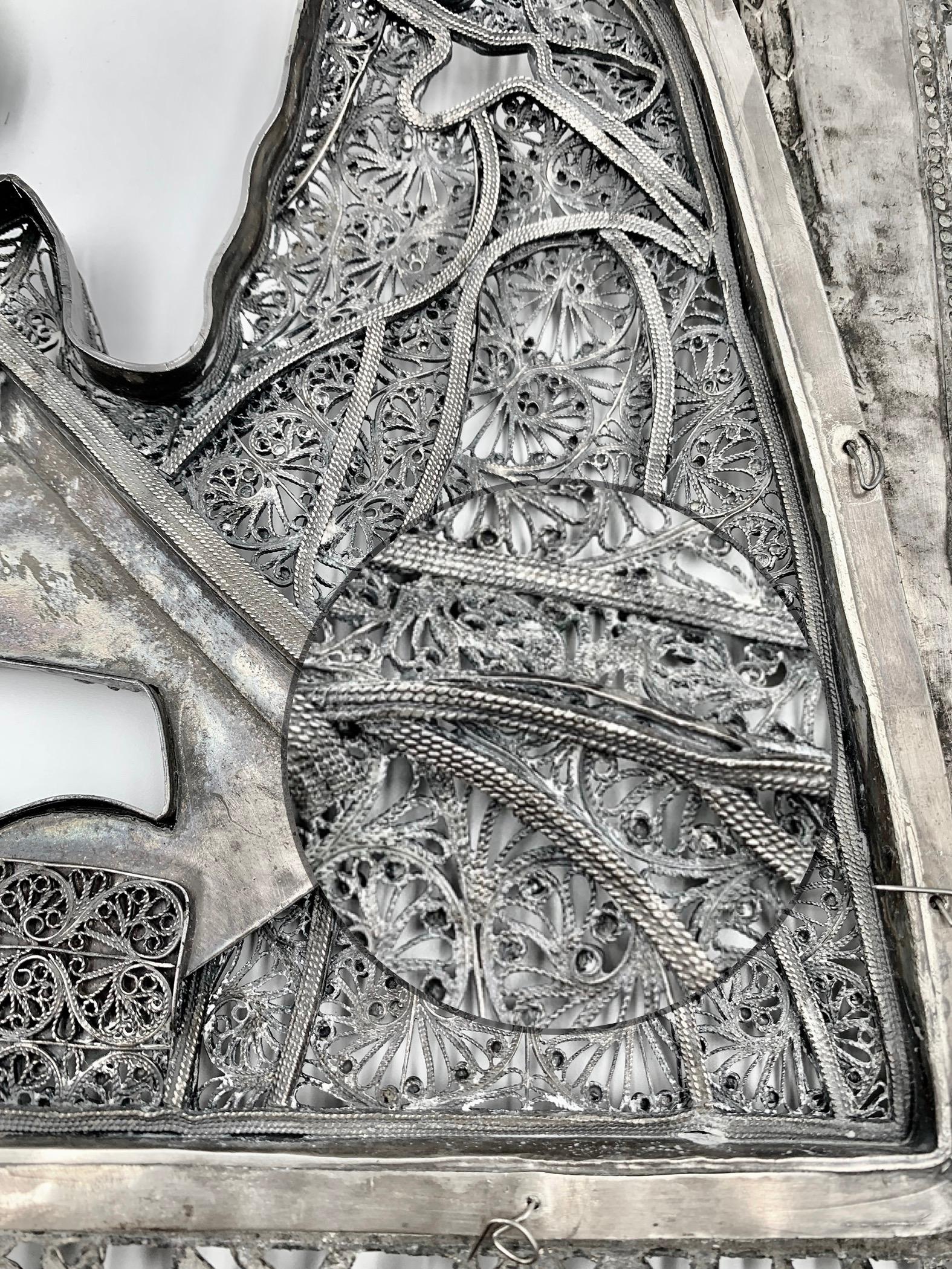 Großes antikes russisches Silber-Filigran-Ikon des Heiligen Johannes des Theologien, Morozov im Angebot 6