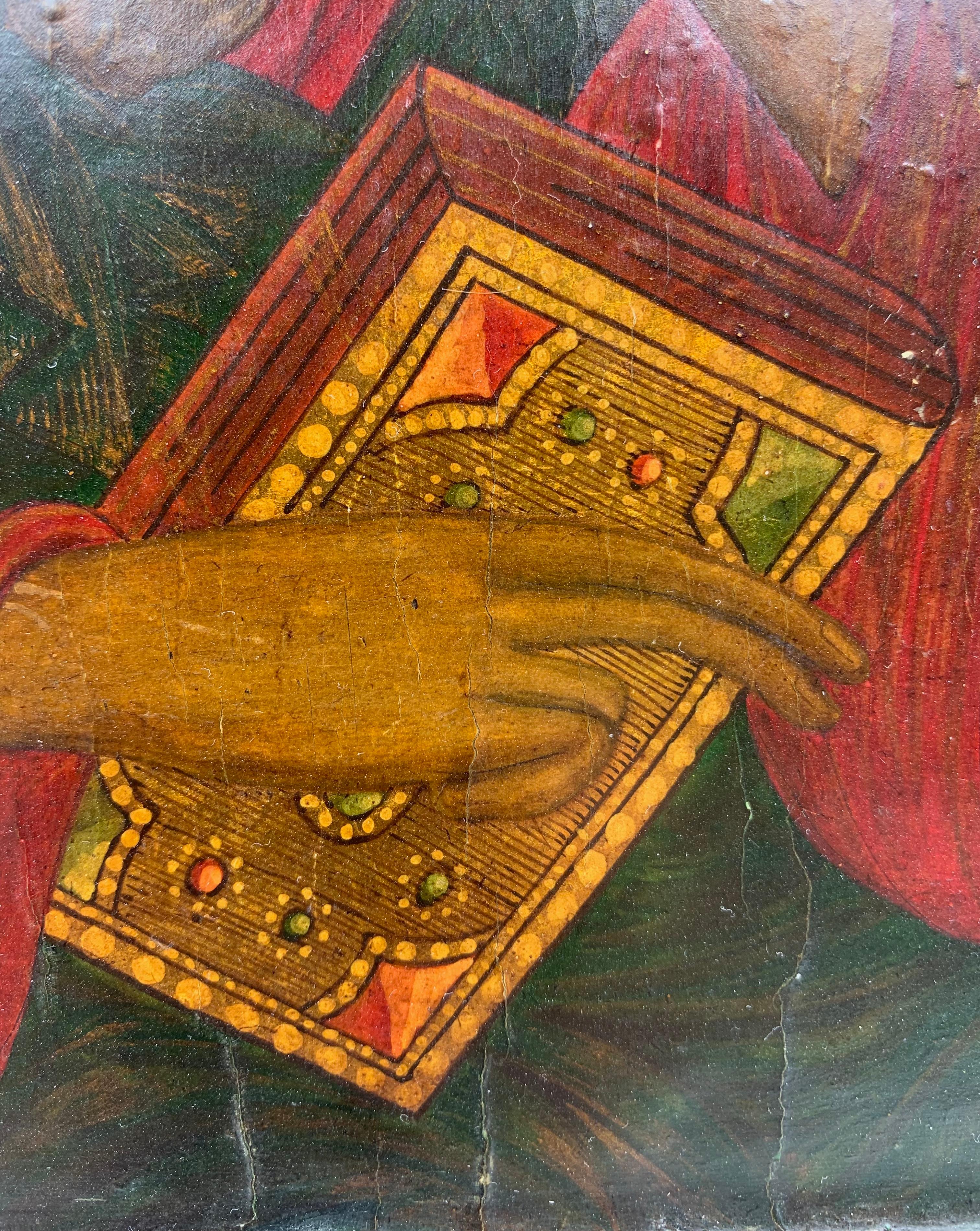 Großes antikes russisches Silber-Filigran-Ikon des Heiligen Johannes des Theologien, Morozov im Zustand „Gut“ im Angebot in New York, NY