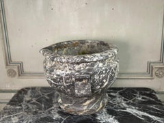 Large Mortar in Grey Marble from the Ardennes, 18th Century