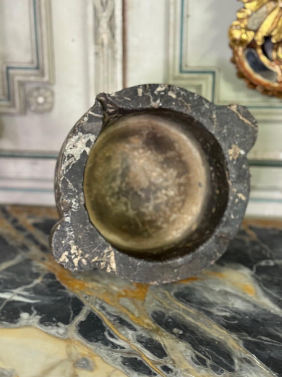 Marble Large mortar in Saint Anne grey marble, 19th century For Sale