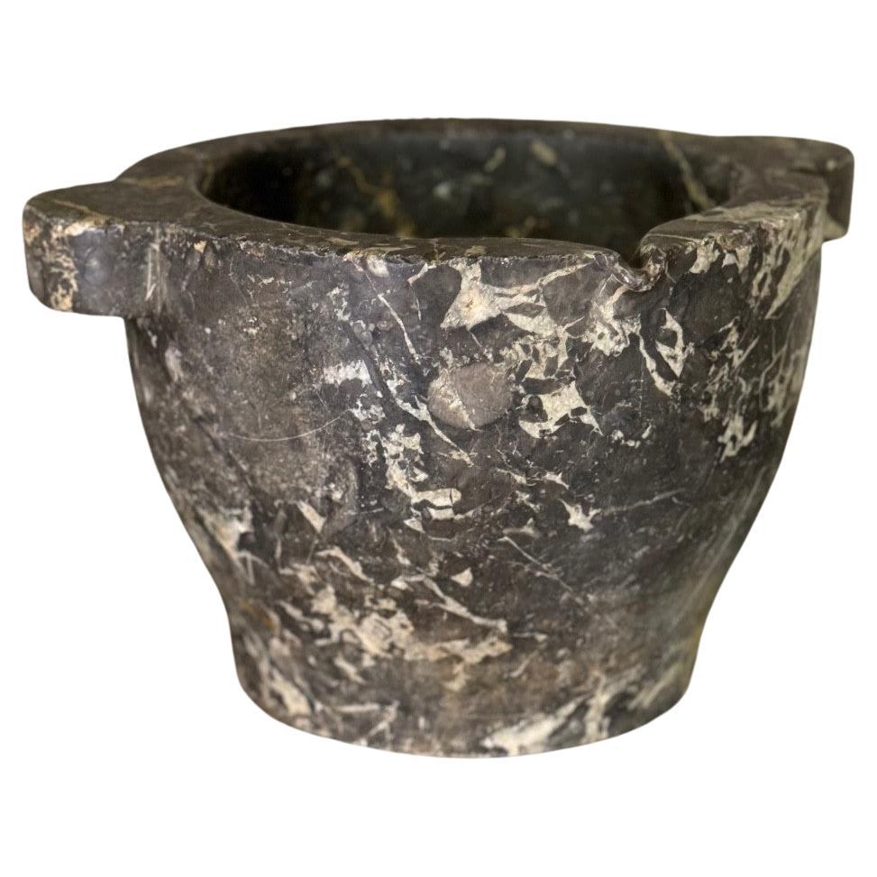 Large mortar in Saint Anne grey marble, 19th century For Sale