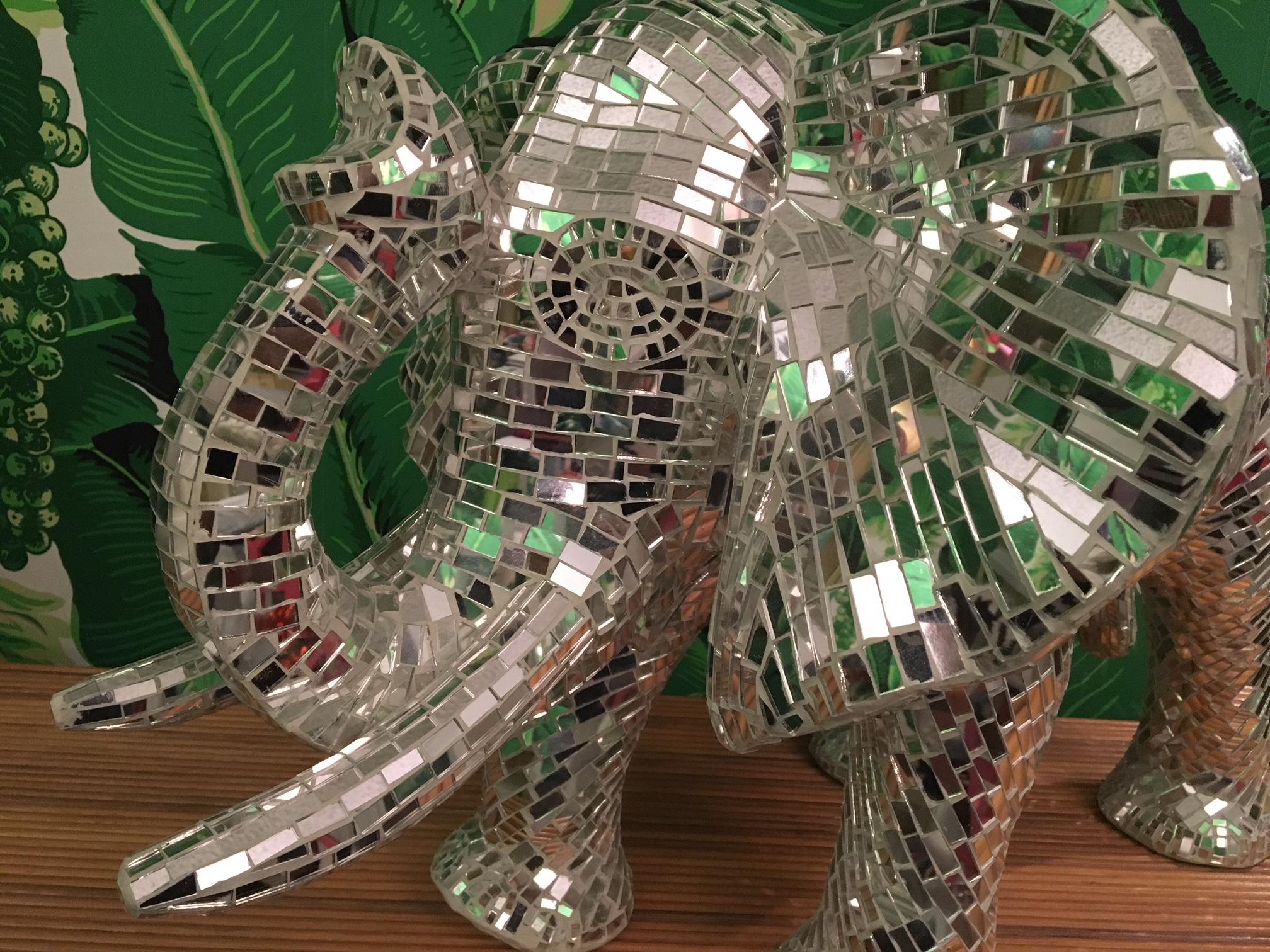Large Mosaic Mirrored Elephant Sculpture 2