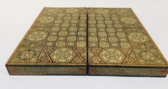 Large Mosaic Syrian Backgammon and Chess Wooden Inlaid Marquetry Box Game