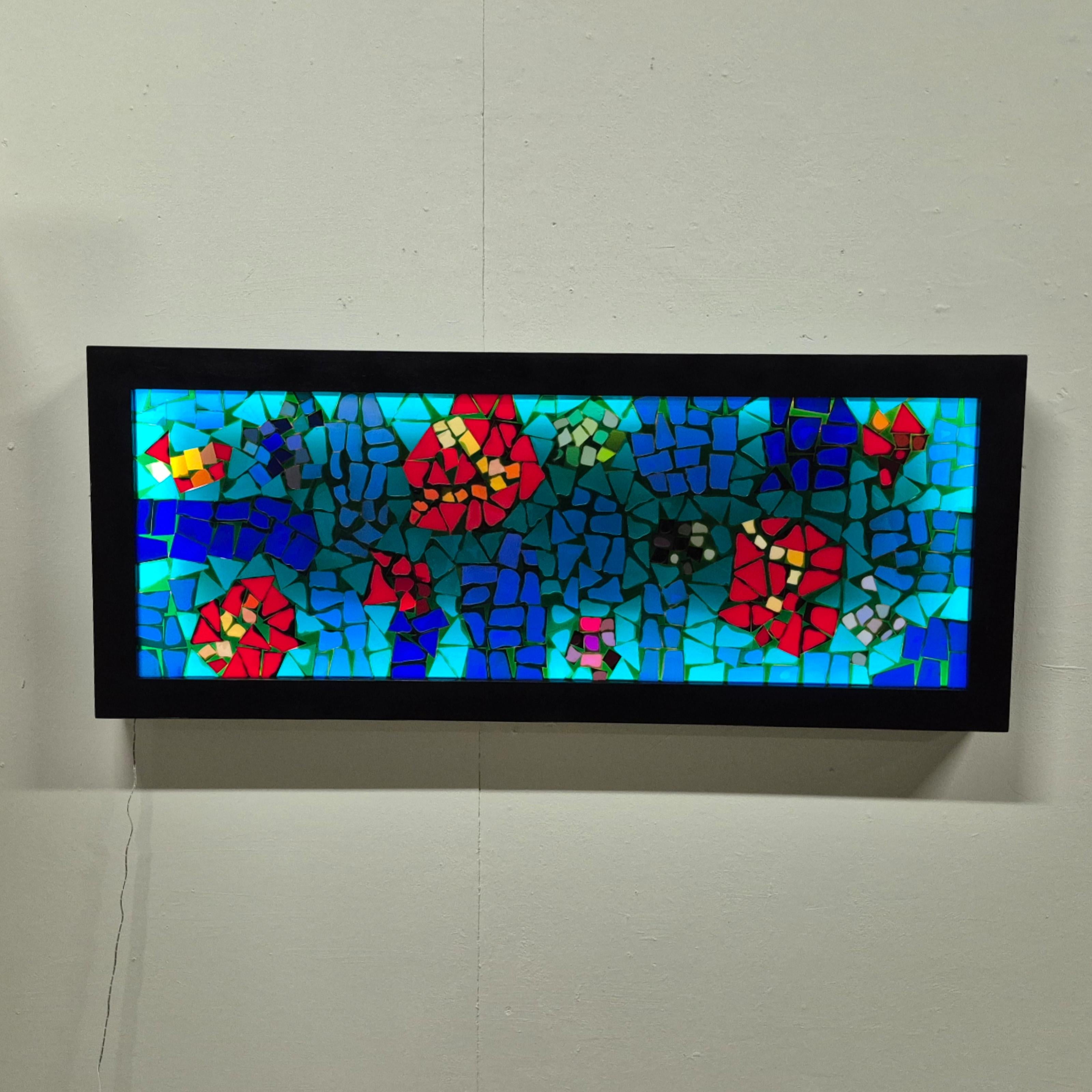 Mosaic Large mosaic wall lamp made from plexiglas, Germany 1970s For Sale