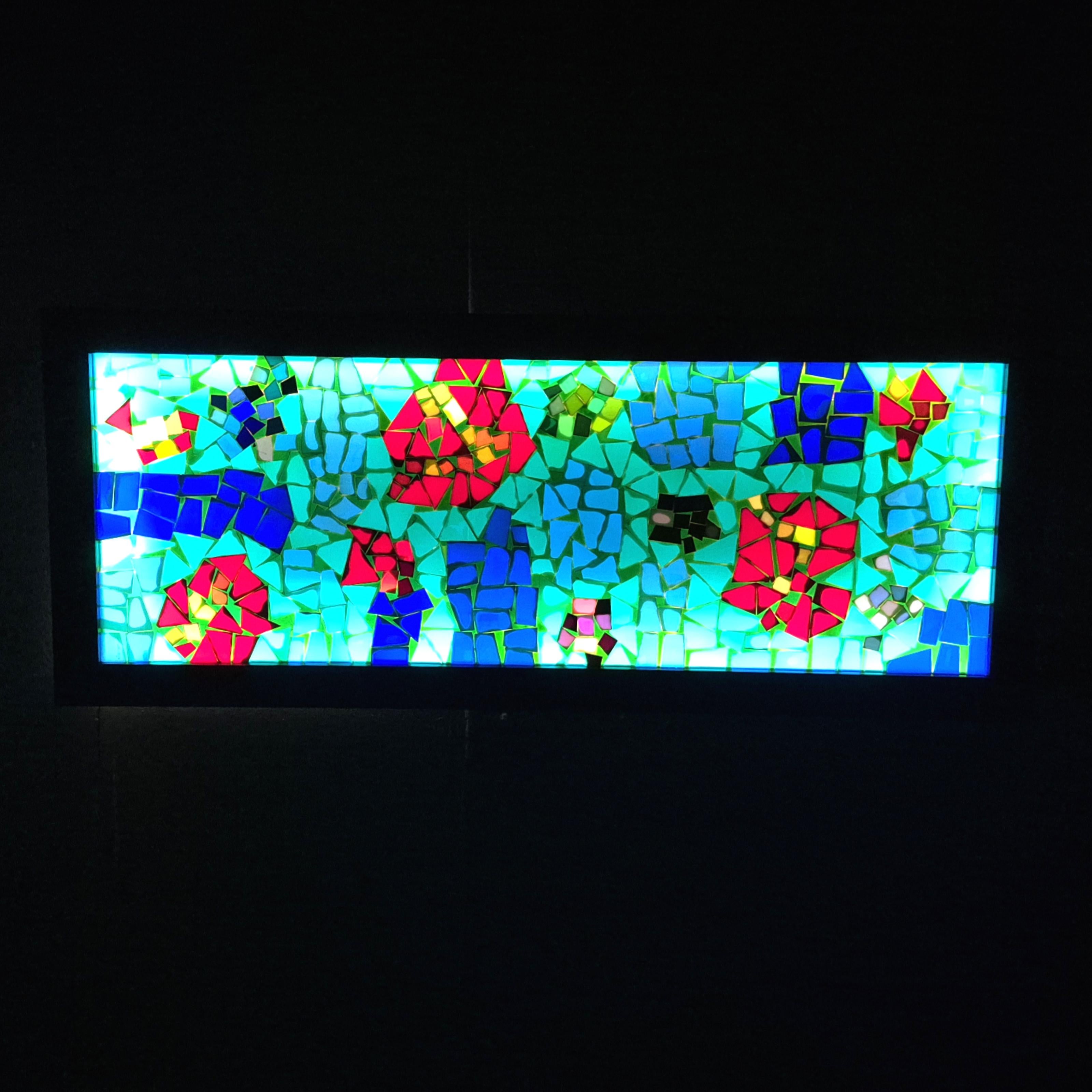 Wood Large mosaic wall lamp made from plexiglas, Germany 1970s For Sale