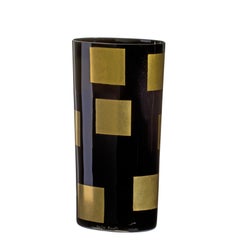 Large Mosaico Vase in Black and Gold by Carlo Moretti