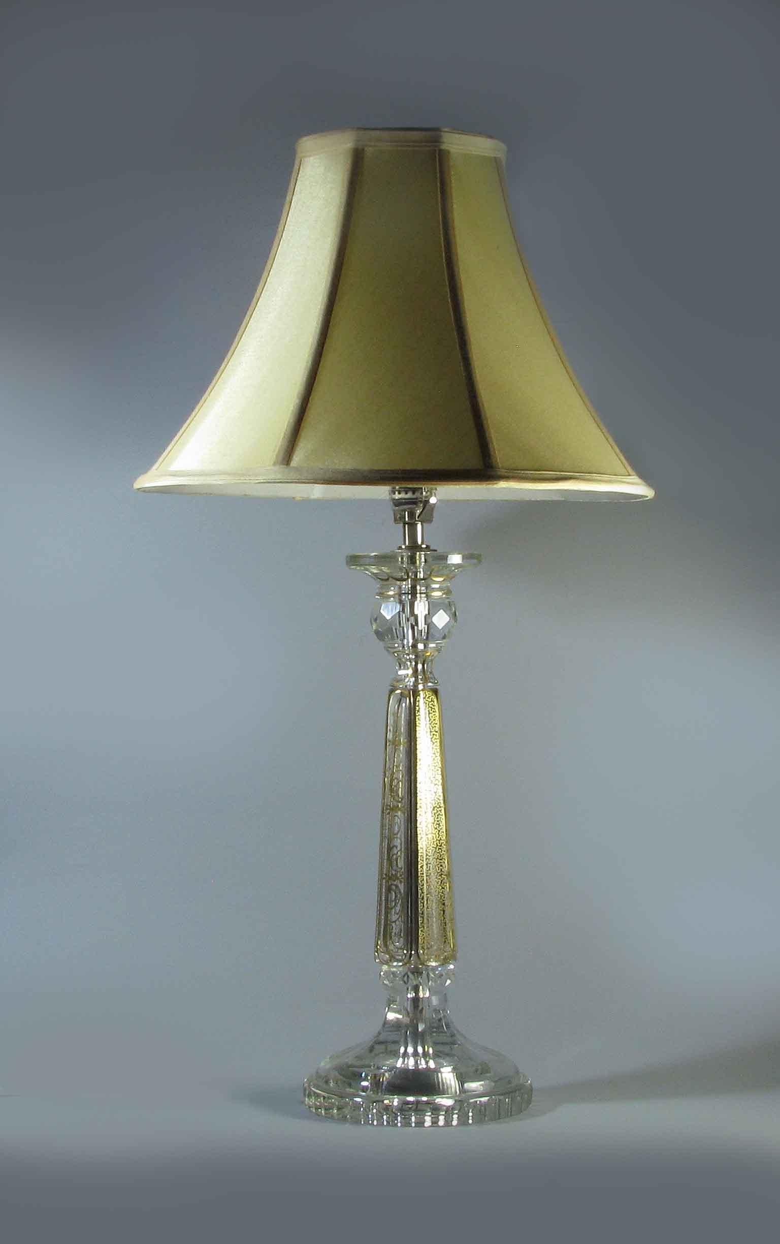 Czech Large Moser Gilt and Cut-Glass Column Table Lamp, Early 20th Century For Sale