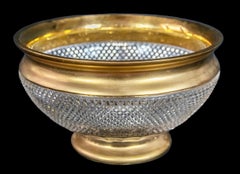 Large Moser Gold Decor and Hand-Cut Crystal Vase Centerpiece
