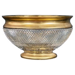 Large Moser Gold Decor and Hand-Cut Crystal Vase Centerpiece