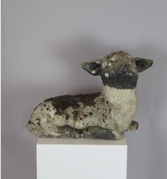 Large Moss-Covered Statue of a Lamb, England