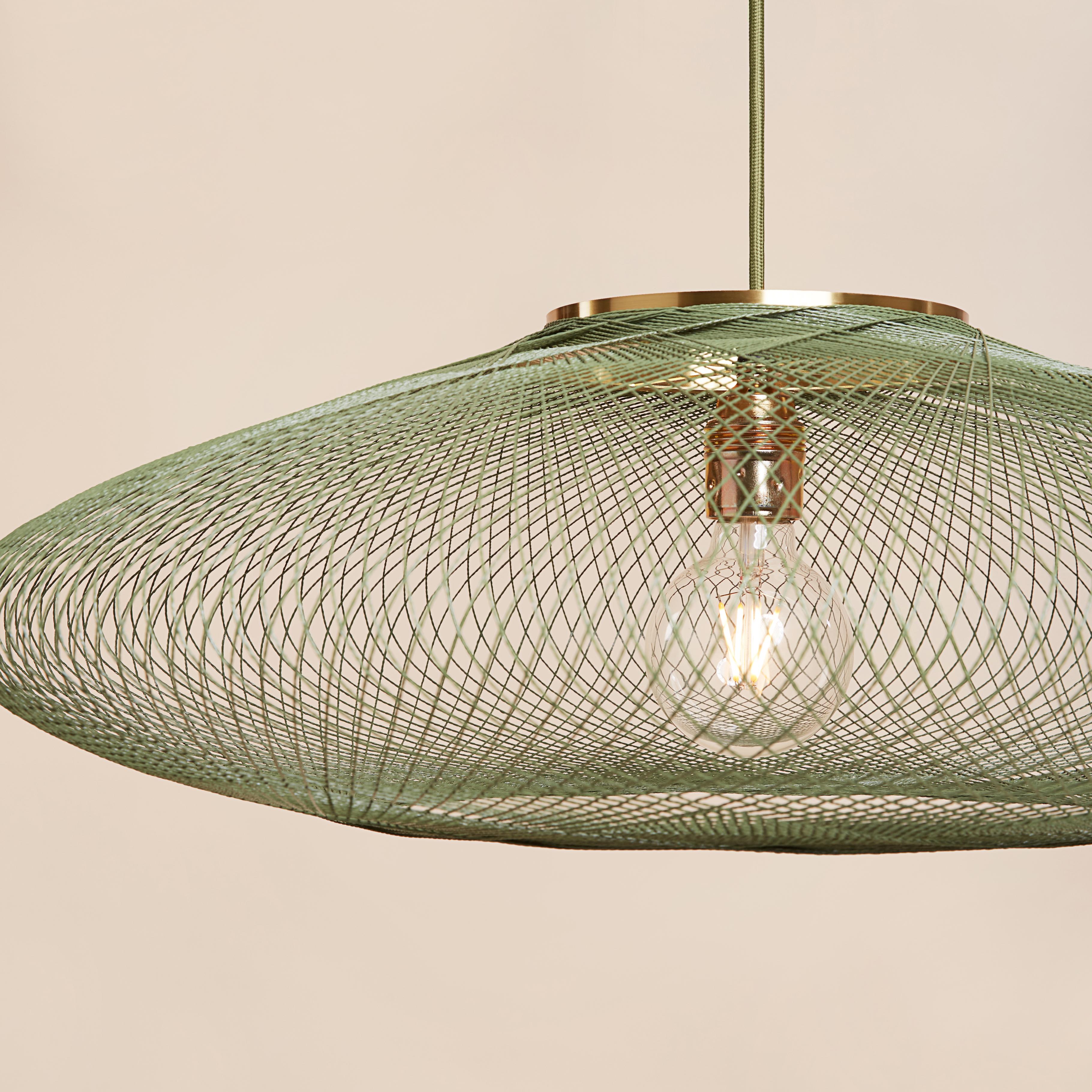 Large Moss Green UFO Pendant Lamp by Atelier Robotiq For Sale 3