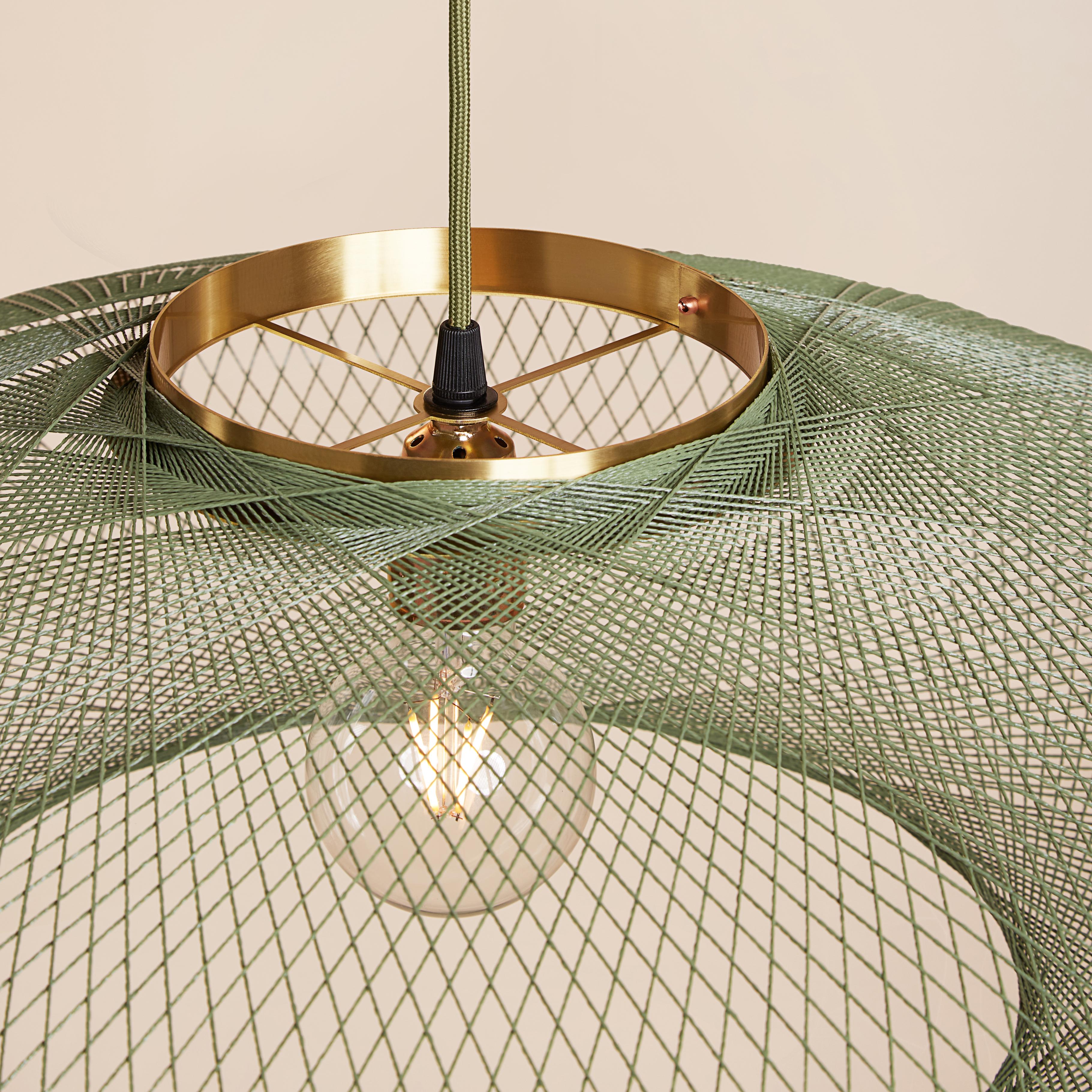 Large Moss Green UFO Pendant Lamp by Atelier Robotiq For Sale 4