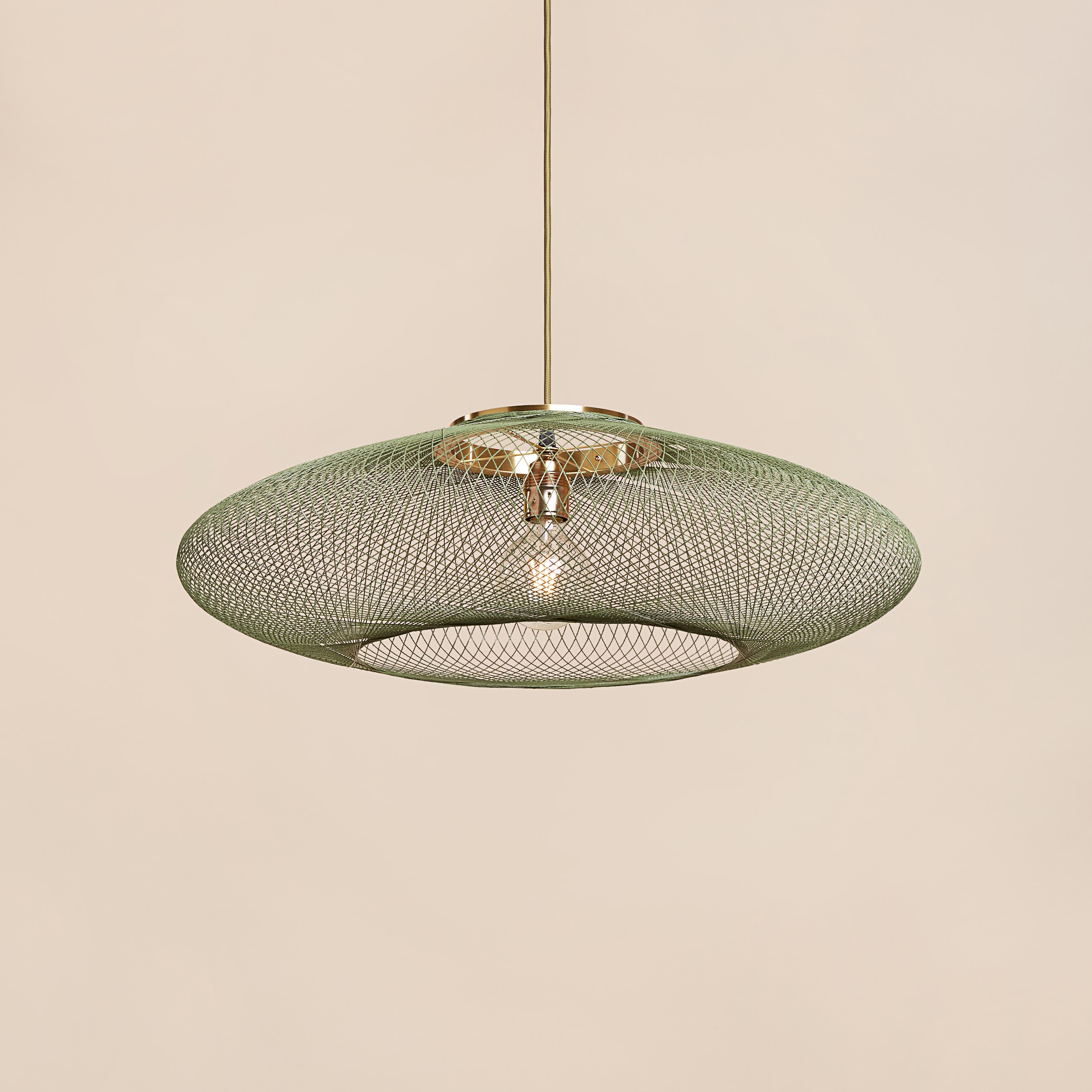 Dutch Large Moss Green UFO Pendant Lamp by Atelier Robotiq For Sale