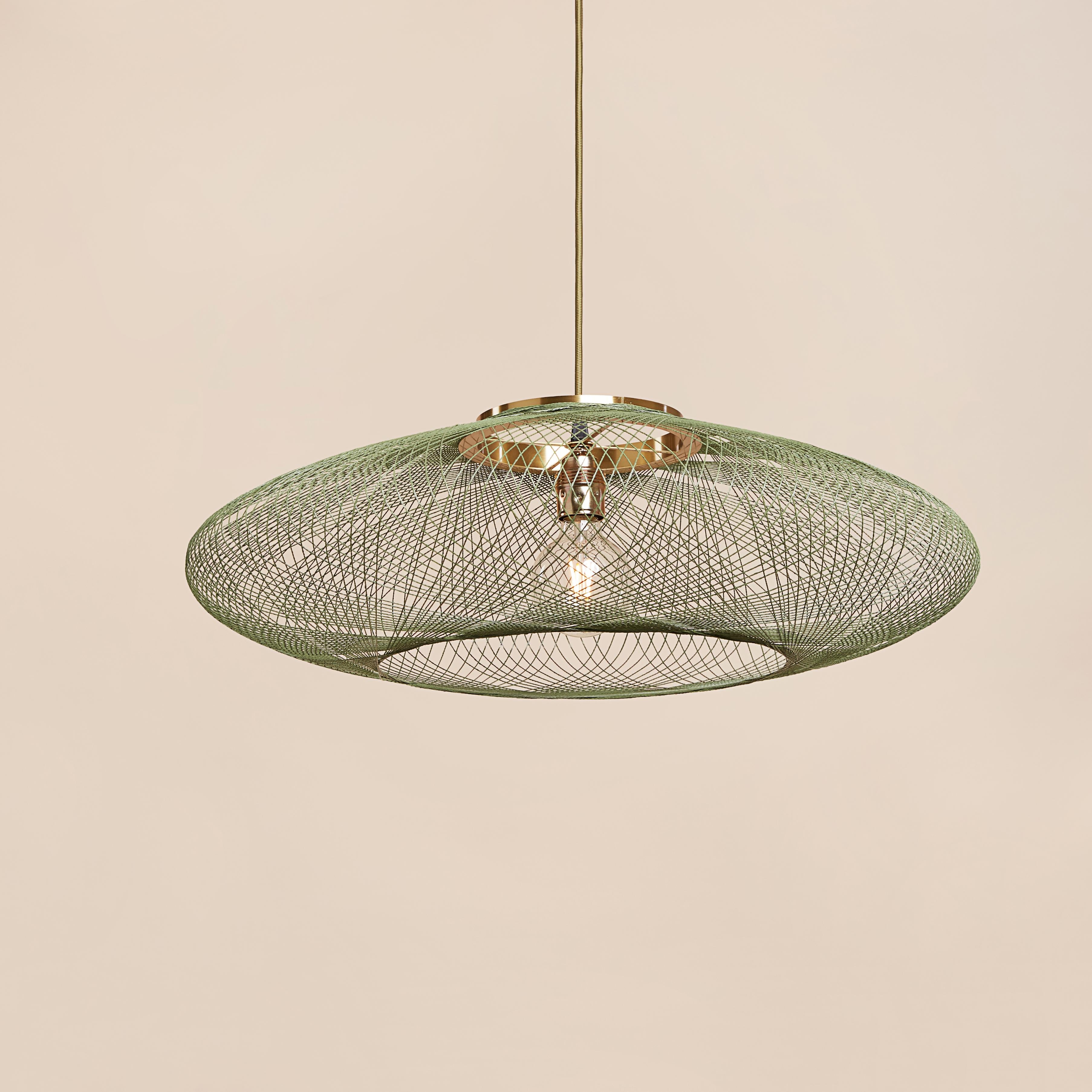 Contemporary Large Moss Green UFO Pendant Lamp by Atelier Robotiq For Sale