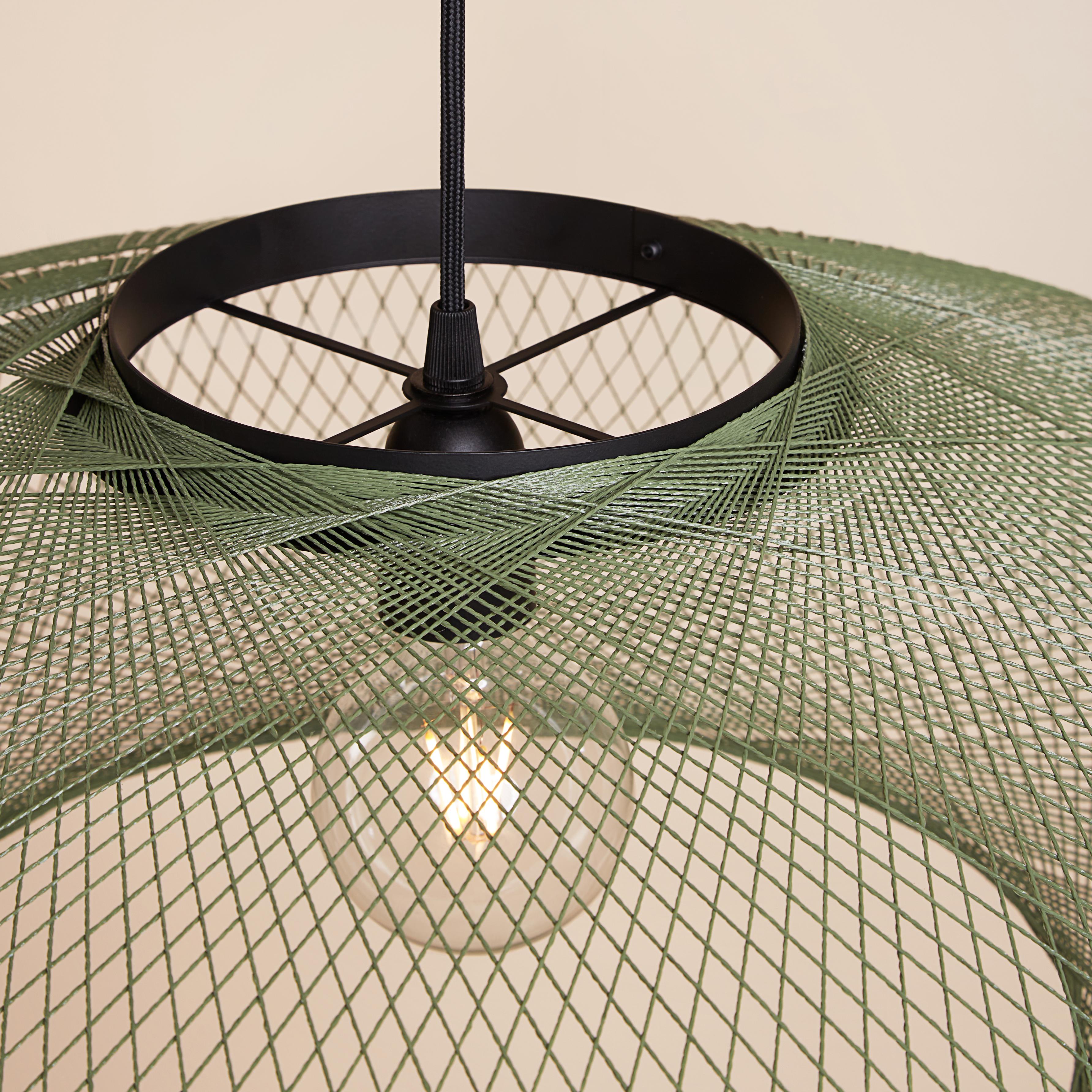 Large Moss Green UFO Pendant Lamp by Atelier Robotiq For Sale 2