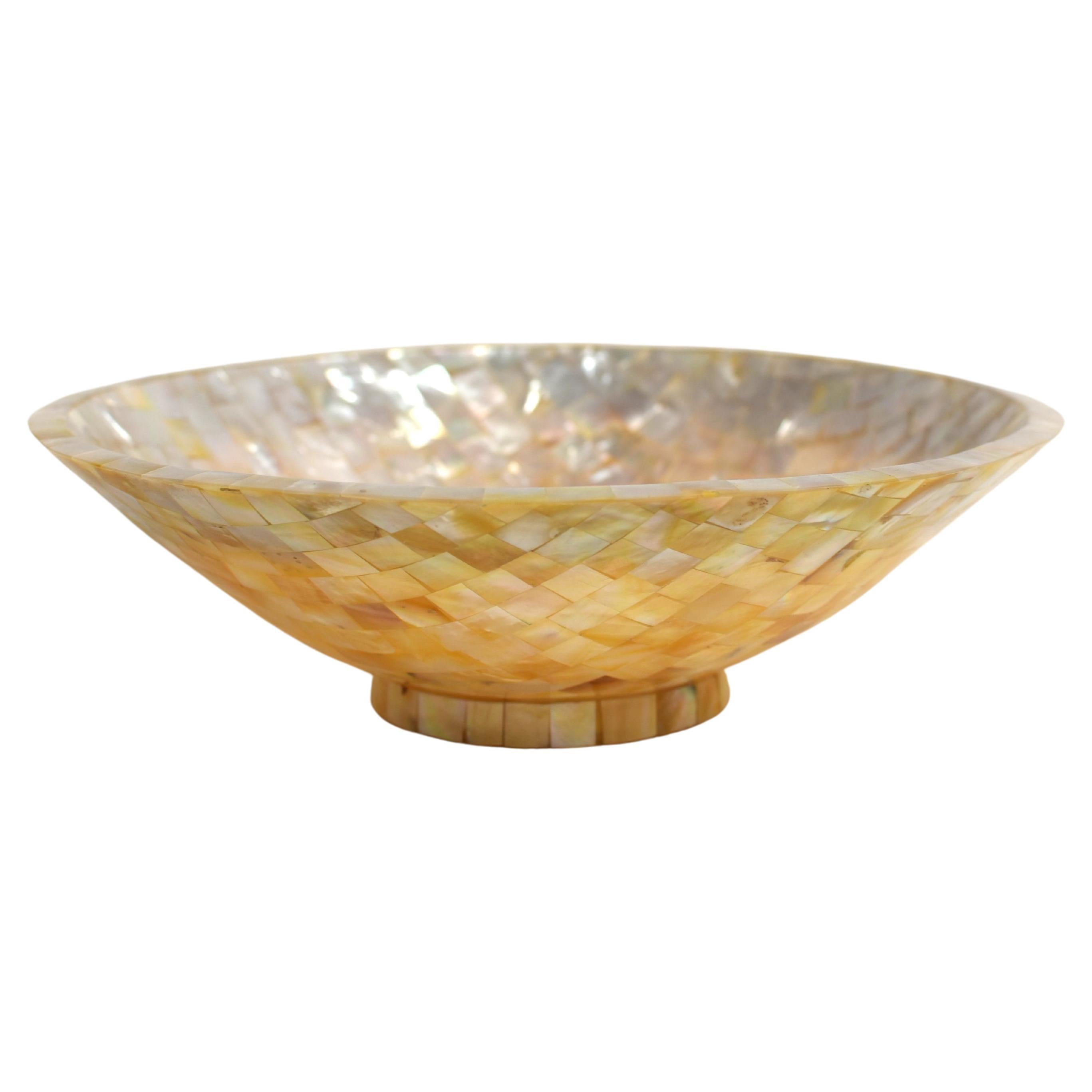 Large Mother of Pearl Bowl Round Shape 10" For Sale