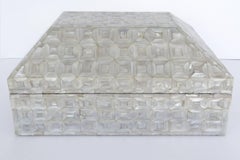 Large Mother-of-Pearl Tessellated Coffered Hinged Lid Box