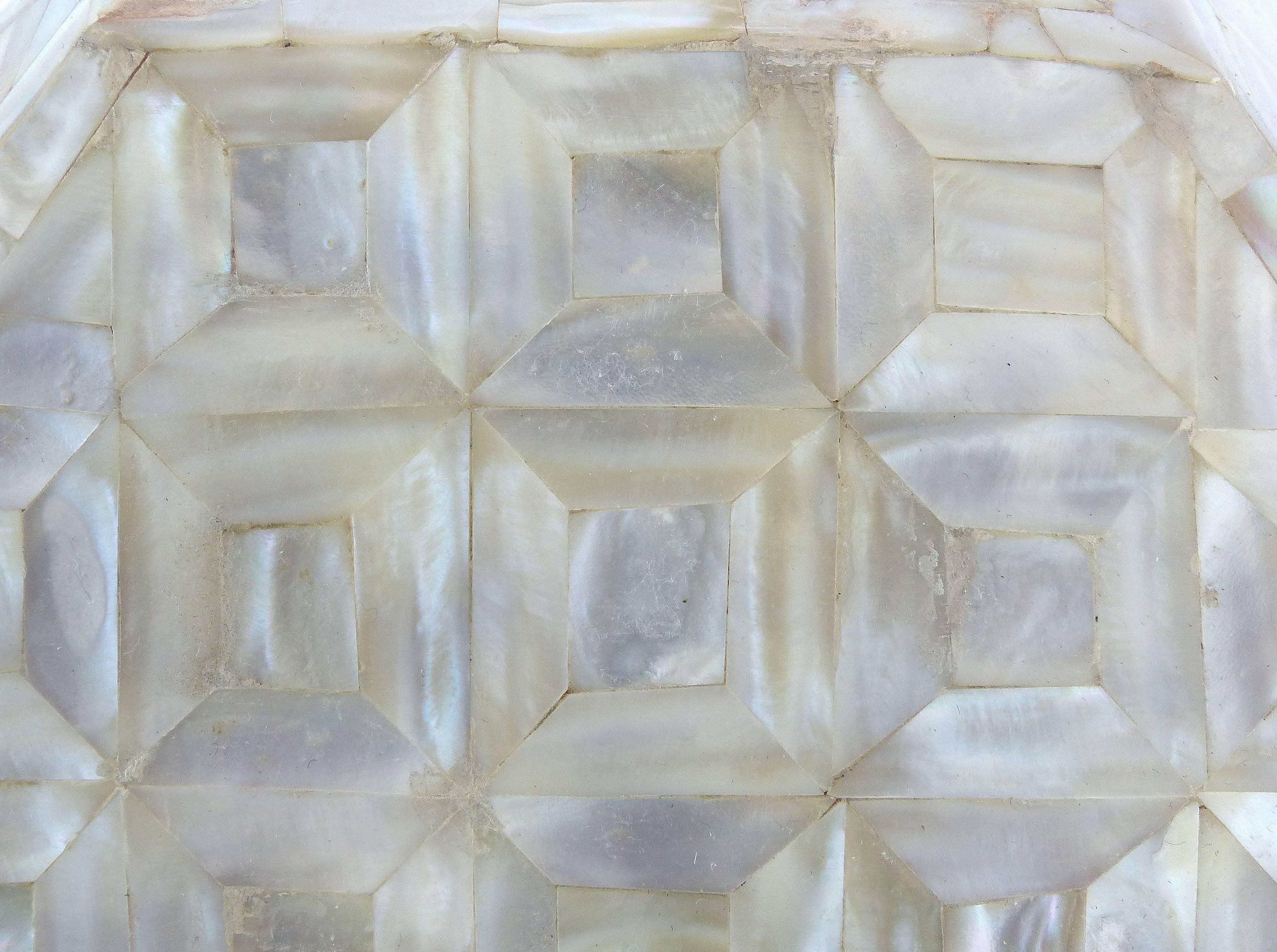 Large Mother-of-Pearl Tessellated Coffered Hinged Lid Box 1