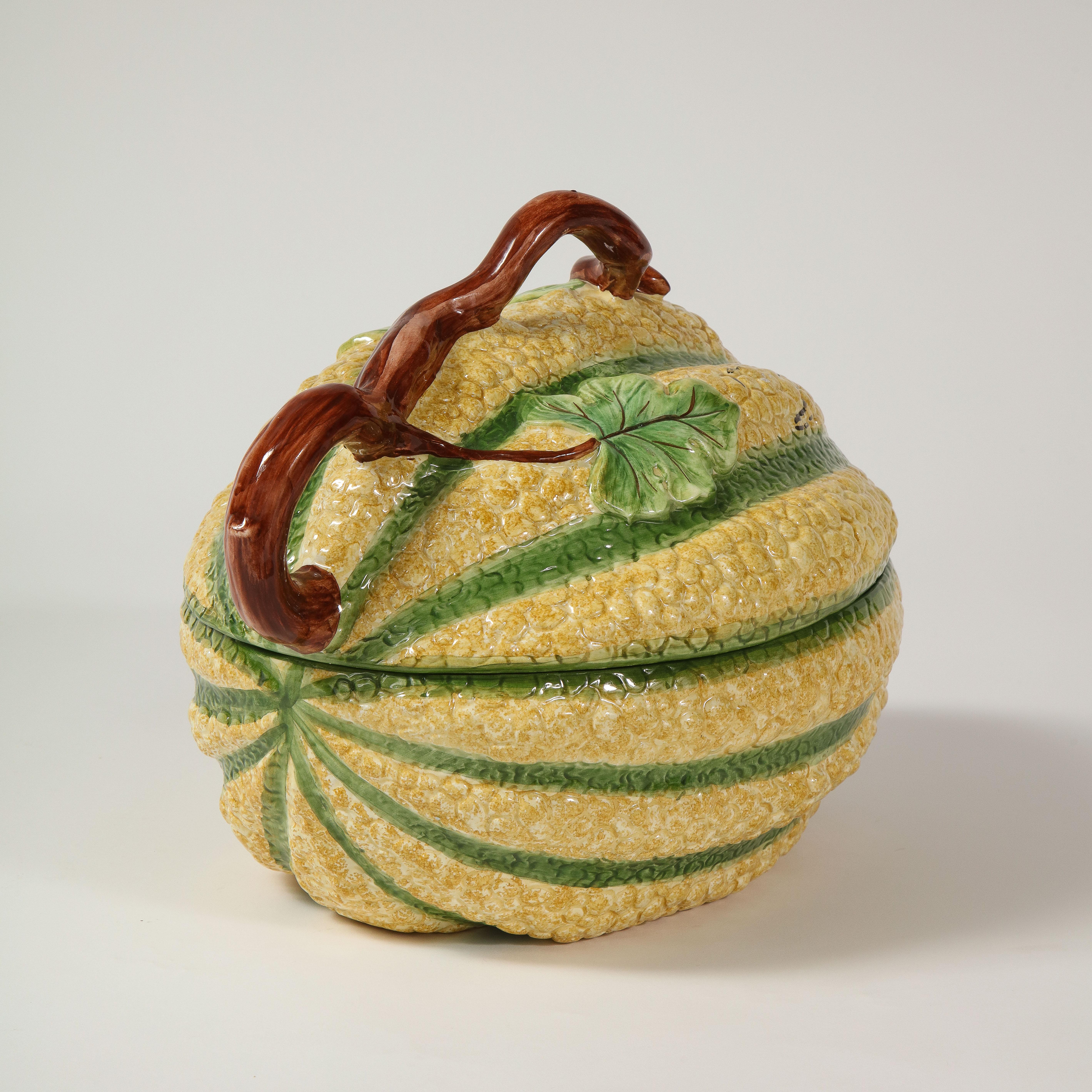 Large Mottahedeh Porcelain Squash Covered Tureen In Good Condition In New York, NY