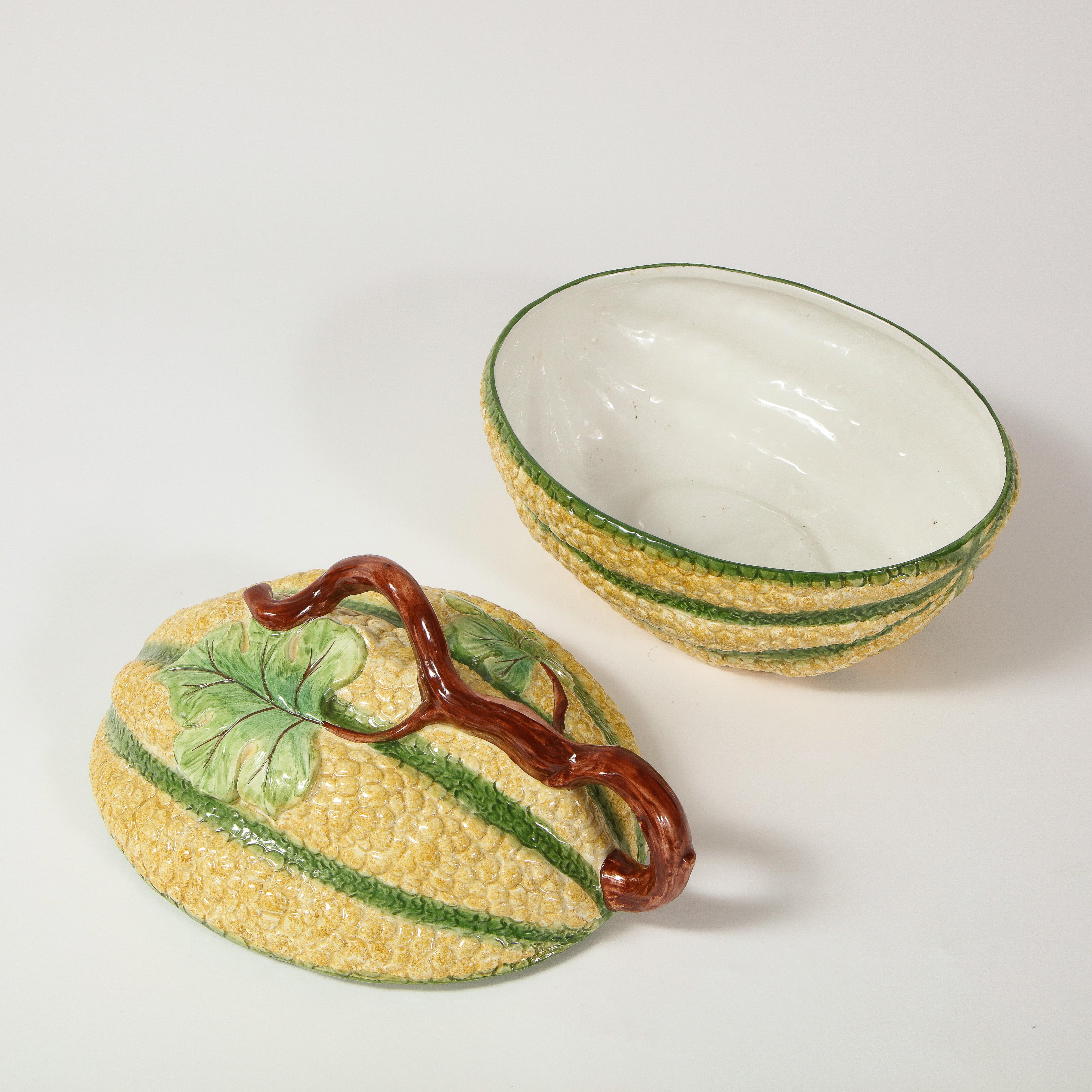 20th Century Large Mottahedeh Porcelain Squash Covered Tureen