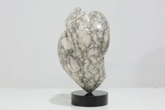 Large Mounted Abstract Black and White Marble Sculpture Signed Ray G. 1983