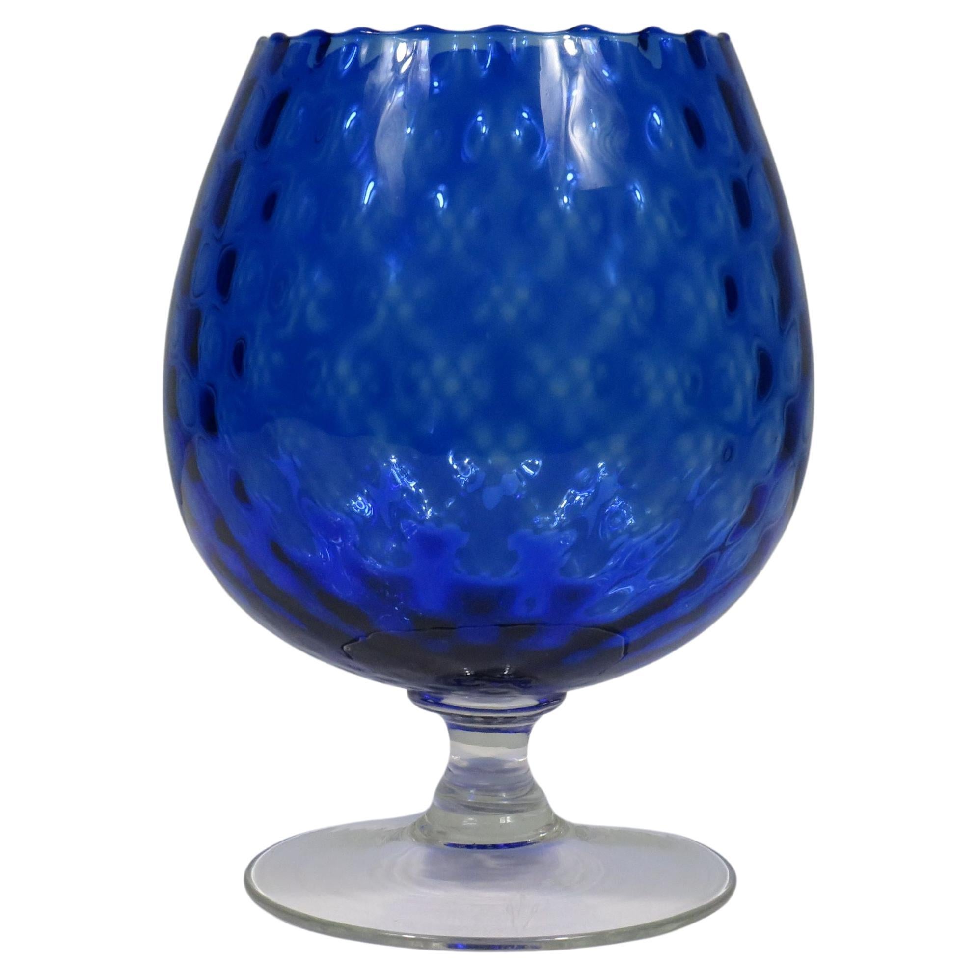 Large mouth-blown Empoli glass, Italy 1950s