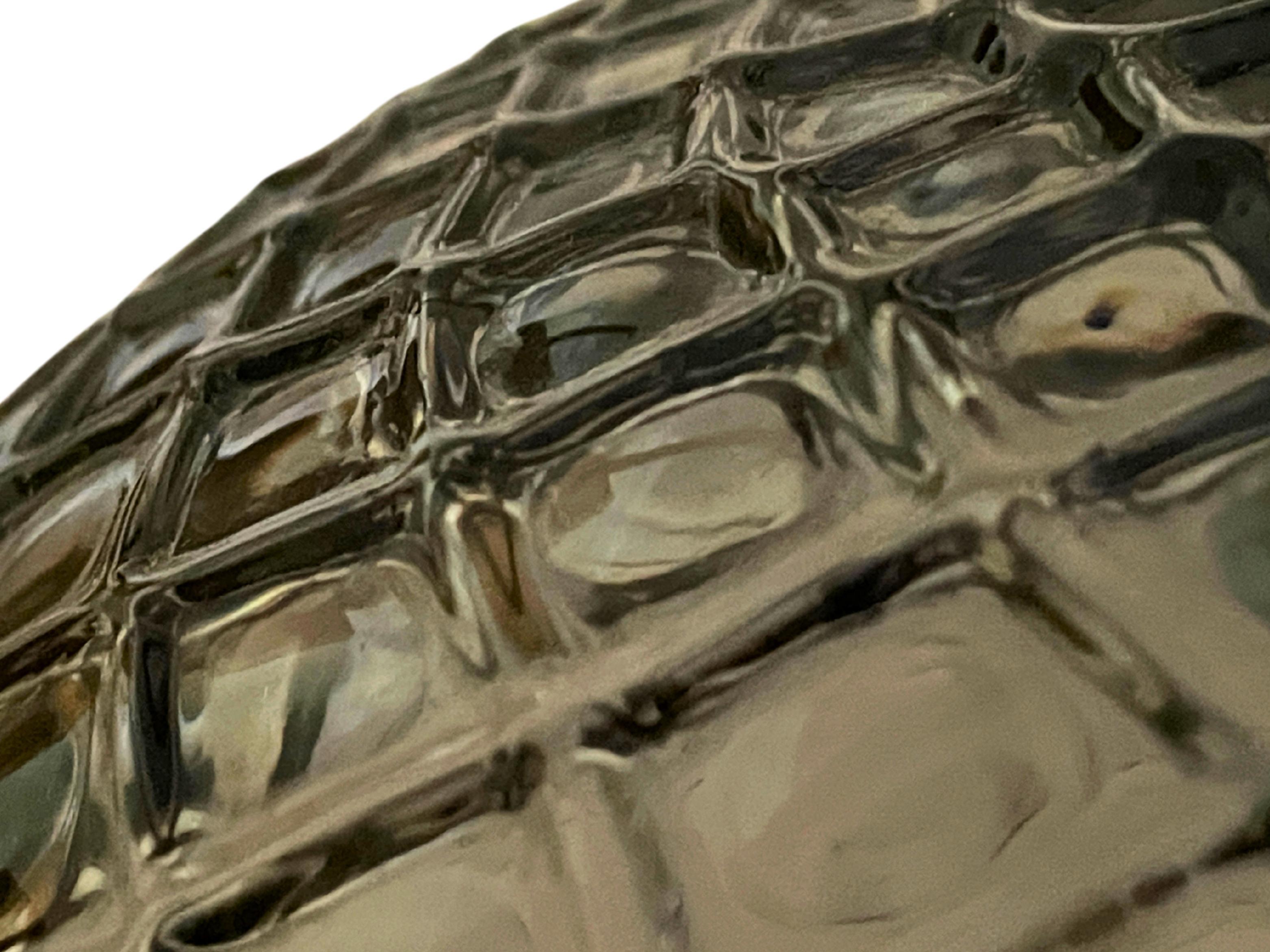 XXI secolo e contemporaneo Large mouth blown Murano Glass Balloon Lantern in Steel Grey and Polished Nickel in vendita