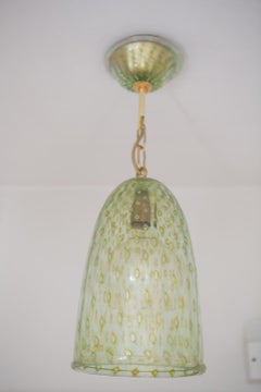 Large mouth blown Murano Glass Bell Lantern - Gold Plated & Aquamare Glass
