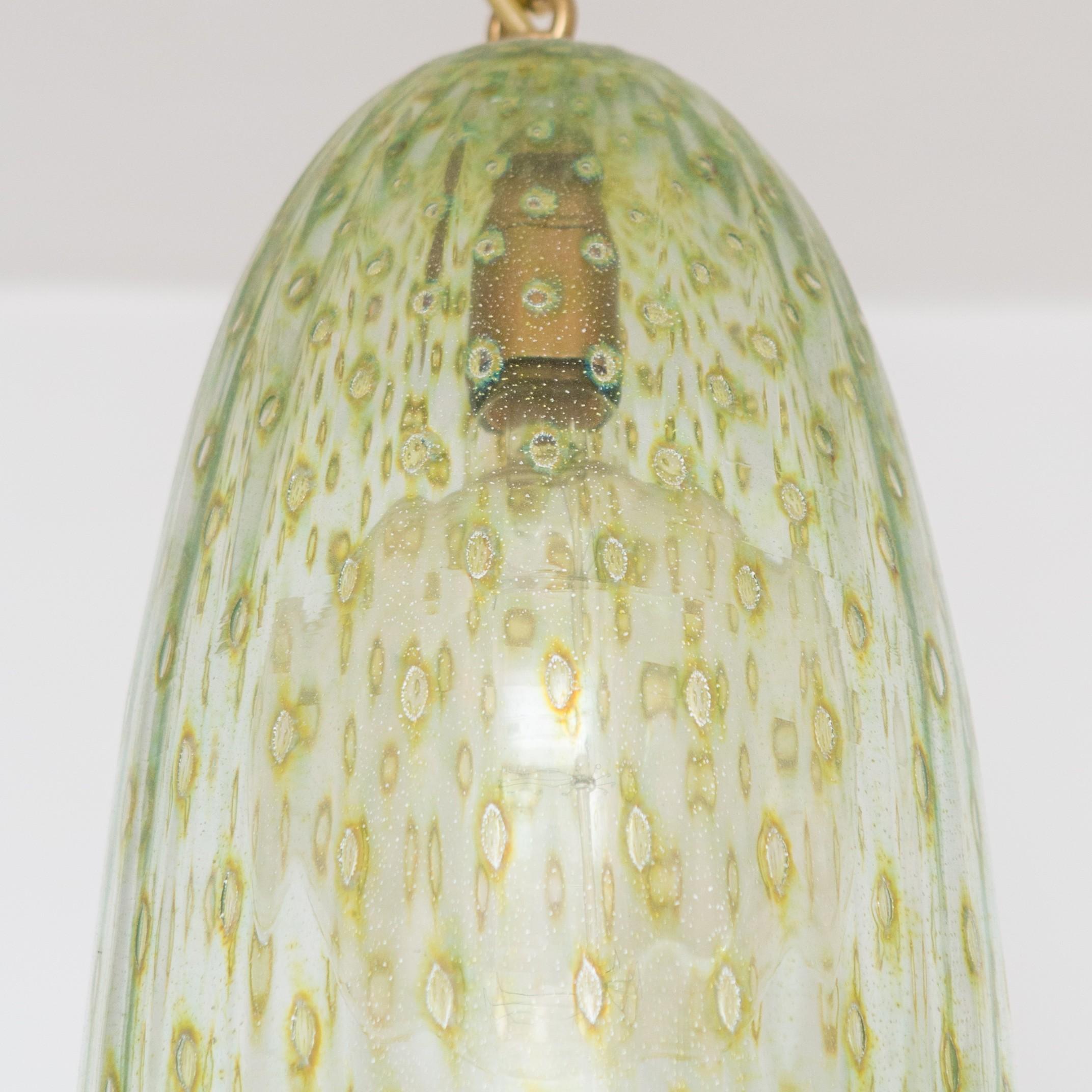 Large mouth blown Murano Glass Bell Lantern - Gold Plated & Aquamare Glass In Excellent Condition For Sale In London, GB