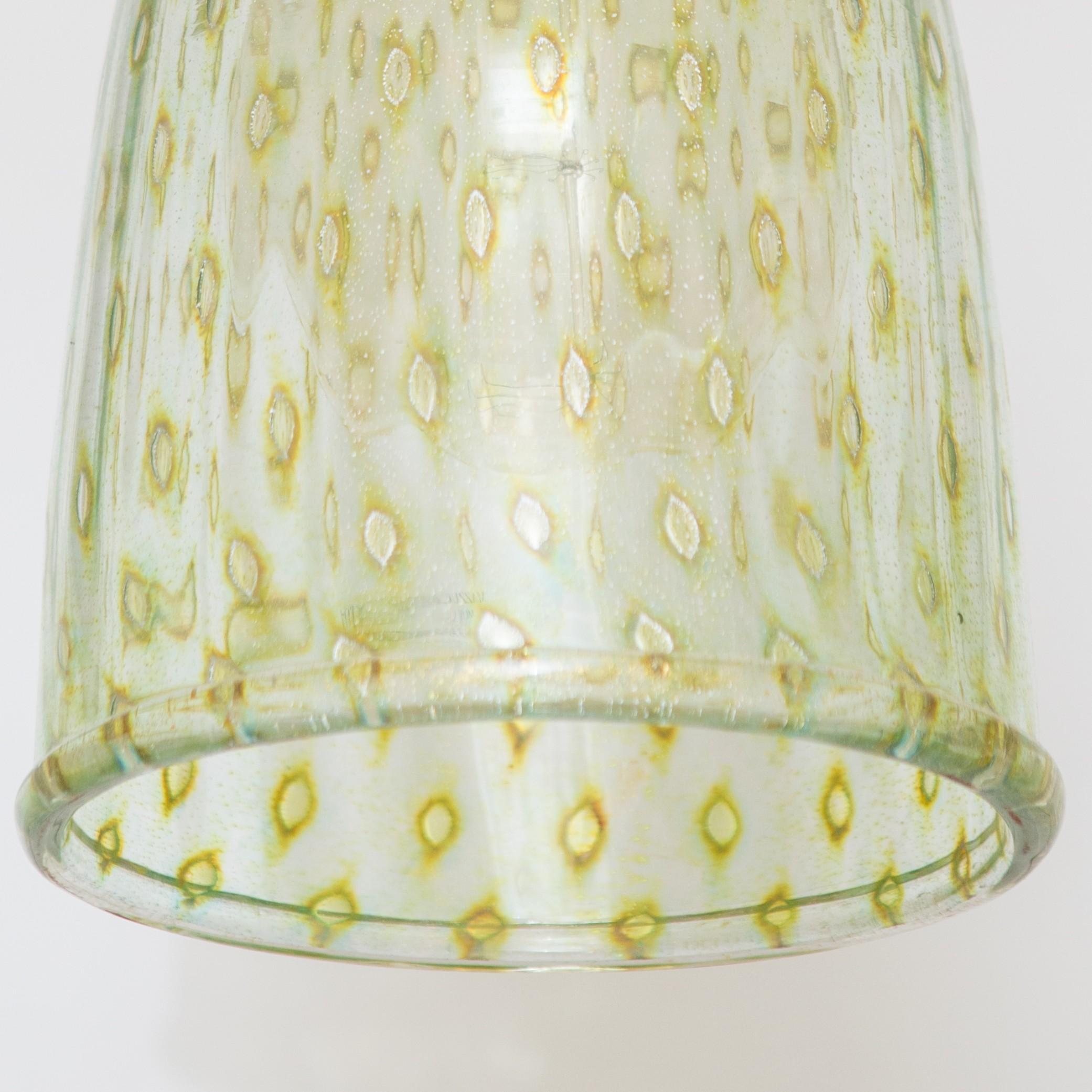 Contemporary Large mouth blown Murano Glass Bell Lantern - Gold Plated & Aquamare Glass For Sale