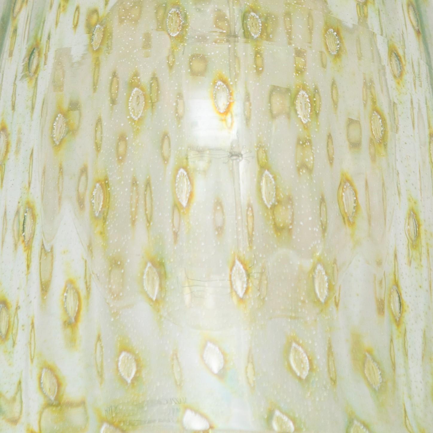Large mouth blown Murano Glass Bell Lantern - Gold Plated & Aquamare Glass For Sale 1