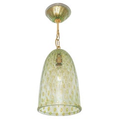 Farol de campana grande de cristal de Murano soplado a boca - Vidrio dorado y Aquamare