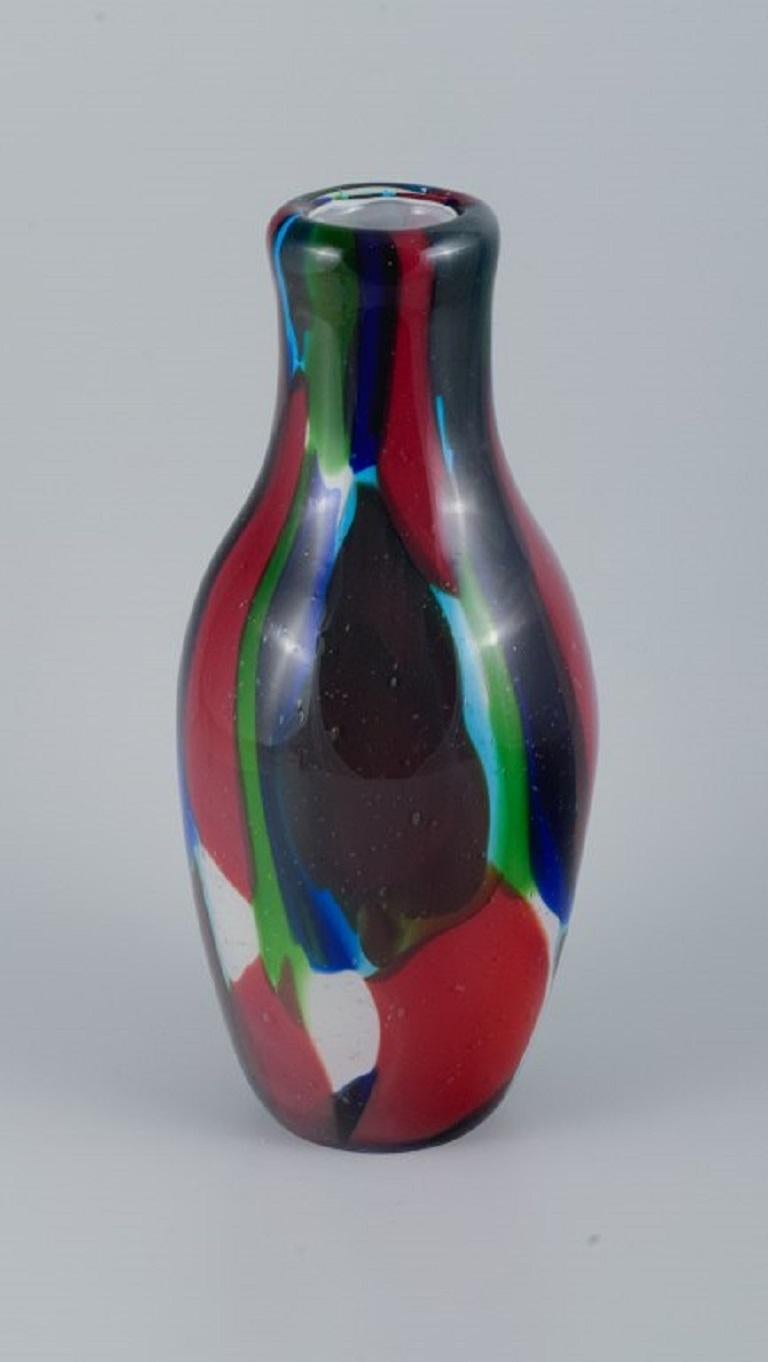 Modern Large Mouth-Blown Murano Vase in Art Glass, 1970s For Sale