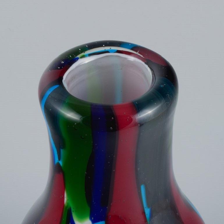 italien Grand vase de Murano soufflé à la bouche en verre d'art, années 1970 en vente