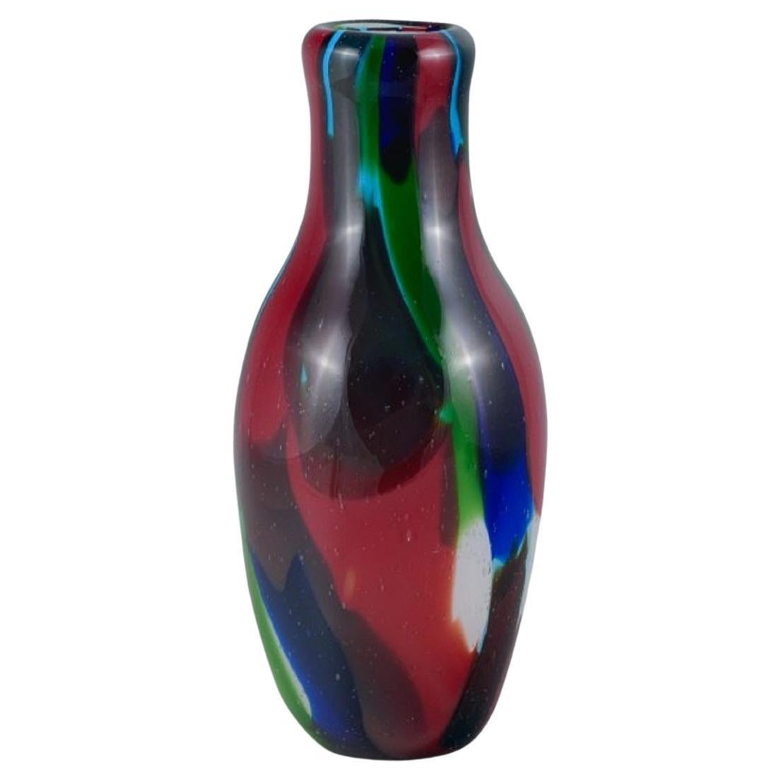 Large Mouth-Blown Murano Vase in Art Glass, 1970s For Sale